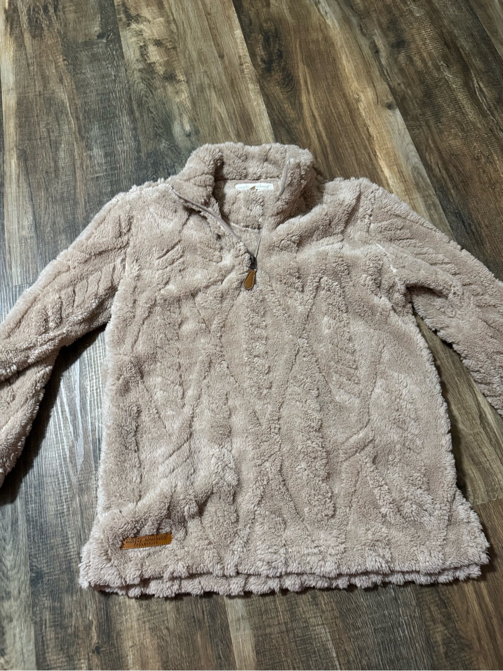 Kids Plush Quarter-Zip Hoodie - Taupe